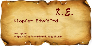 Klopfer Edvárd névjegykártya
